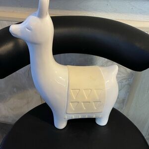 Charming White Ceramic Llama Sculpture
